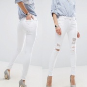 Jeansy białe wyciarane stradivarius S/34