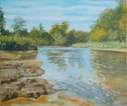  PRZY BRZEGU obraz olejny na płótnie 30 x 25 
