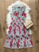 Sukienka midi plisowana błękitna w kwiaty (L)