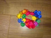 Gumka spinka do włosów z materiału ozdobna zapinka kolorowe kwiaty PRL