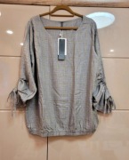 szara bluzka moodo w kratkę z żółtą nitką – XL 42, nowa z metką