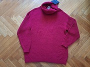 Nowy piękny golf sweter M/38 bordowy czerwony designers remix merino wool