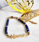Bransoletka MAMA Kamienie Lapis Lazuli Stal Szlachetna Prezent Elegancka
