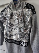 River Island szara z kapturem tunika sukienka 140 cekiny 