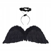 ZESTAW ANIOŁA SKRZYDŁA AUREOLA OPASKA CZARNY ANGEL