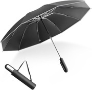 Duży parasol XXL składany, automat, wiatroodporny, przeciwsłoneczny, czarny