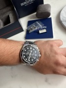 Zegarek męski bergstern srebrny czarny szwajcarski wodoodporny