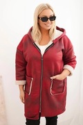 Kurtka damska plus size z kapturem I kieszeniami ocieplana barankiem 