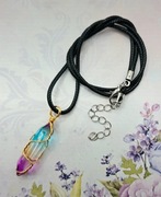 Kolorowy kryształ w złotym oplocie wisiorek naszyjnik kolia choker modny