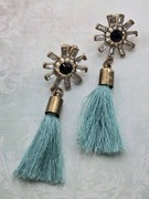 Kryształy kryształki frędzelki złote kolczyki glamour Fashion Jewelry modne