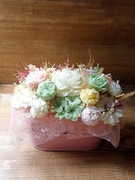 Flowerbox ze świec sojowych, candlebox, stroik, świece sojowe