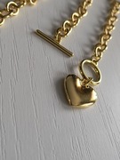 Naszyjnik typu ankier złota ze stali nierdzewnej ze sercem zapięcie toggle
