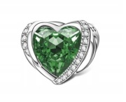 Charms zielone serce kryształ S925