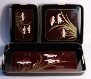 Asahi Trading Co. Nowy Jork,– zestaw 3-częściowych lakierowanych tac