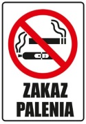 ZAKAZ PALENIA TABLICZKA A4 LAMINOWANA