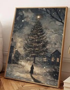 Plakat na materiale winylowym 40x60 cm Święta dekoracja świąteczna Choinka 