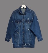 Damska długa kurtka jeansowa katana granatowa bawełniana Melly&Co 38