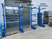 Regały magazynowe wspornikowe jednostronne zestaw H330cm ramiona 80cm