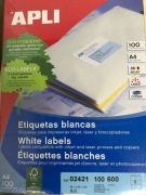 Etykiety uniwersalne Apli 99.1 x 57mm zaokrąglone białe 100 arkuszy
