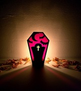 Szklany witraż grób halloween 