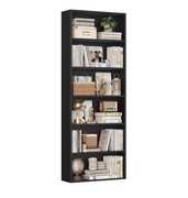 Czarny regał FirFurd z 6 półkami – nowoczesny regał na książki 180 cm