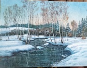 obraz zima , polowanie  na niewiedzia , roztopy