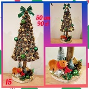 Stroik świąteczny choinka na pniu dekoracja bożonarodzeniowa 