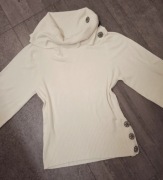 Biały Golf z szerokimi rękawami i guzikami roz. M