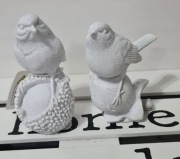 Zestaw 2 szt figurki ozdobne ptaszki gipsowe