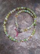 Choker agat zielony rodonit kwarc różowy