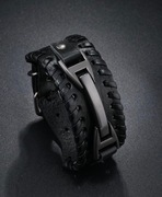 BRANSOLETKA CZARNA PLECIONA z ZAPIĘCIEM DAMSKA MĘSKA 