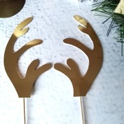 DWUSTRONNY Topper piker rogi poroże renifer  zlote