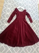 LAURA ASHLEY suknia bordowa 38 aksamit długa