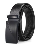 Pasek męski skórzany czarny Klamra automatyczna 115cm