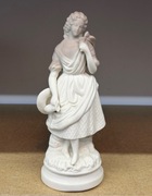 Figurka biskwit – dziewczyna z kwiatem, porcelana matowa 26 cm, vintage