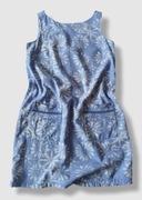 next letnia sukienka bez rękawów niebieska w białe kwiaty len 10/ 38