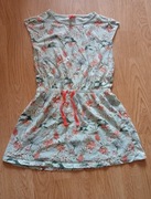 Krótka letnia sportowa sukienka GIRLS 128 bawełniana na lato liście listki