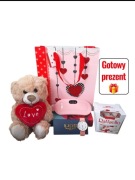 Zestaw prezentowy dla kobiety– masażer, zegarek, miś, Raffaello