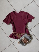 House koszulka t-shirt top bluzka burgund letnia bawełna organiczna