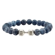 Bransoletka srebrny hantel niebieski kamień 21cm