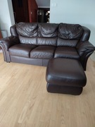 kanapa skórzana, fotel, podnóżek