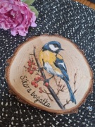 Malowana ręcznie sikorka