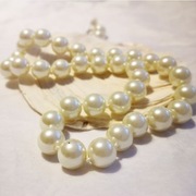 Piękne duże perły szklane ecru supełkowane naszyjnik z pereł + kolczyki