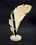 Drewniane Pióro z Dedykacją + Długopis z Dowolnym Grawerem