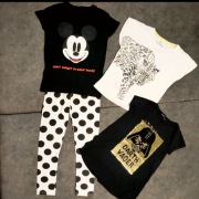 Reserved zestaw 3 bluzeczek plus leginsy, Myszka Miki, panterka 134/140