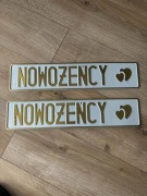 Tablica Ślubna na Auto Samochód Dekoracyjna NOWOŻEŃcy Złote Serce Wesele