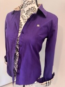 Koszula damska Burberry fioletowa L krata elegancka slim