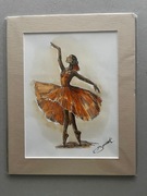 Baletnica - Ręcznie wykonany obraz – szkic piórem i akwarela