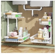 2x Kitstorack 2-poziomowy metalowy wysuwany organizer kuchenny