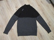 ULVANG czarno-szary sweter stójka 100% wełna unisex_ L